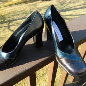 Pura Lopez High Heel Round Toe Pumps in Multi-Colored Shimmering Leather  US 6